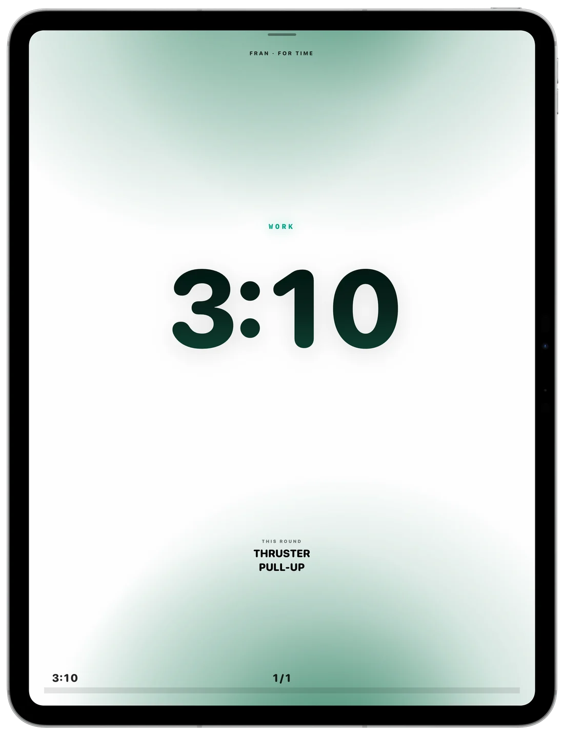 The Stage on iPad: the clock filling the screen inside the aura.
