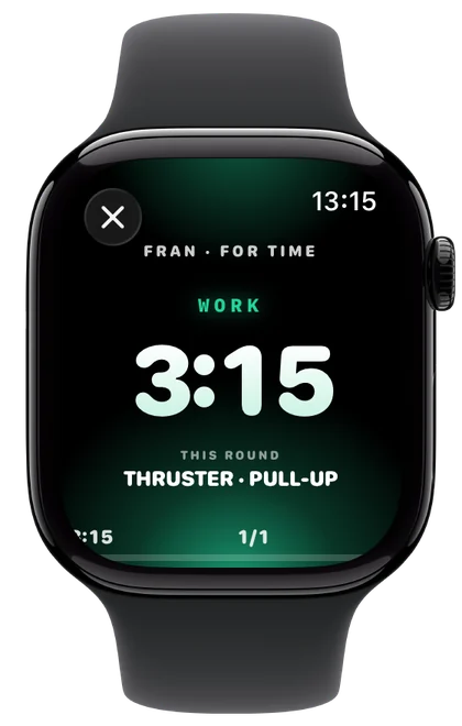 Fran running on the Stage on Apple Watch.